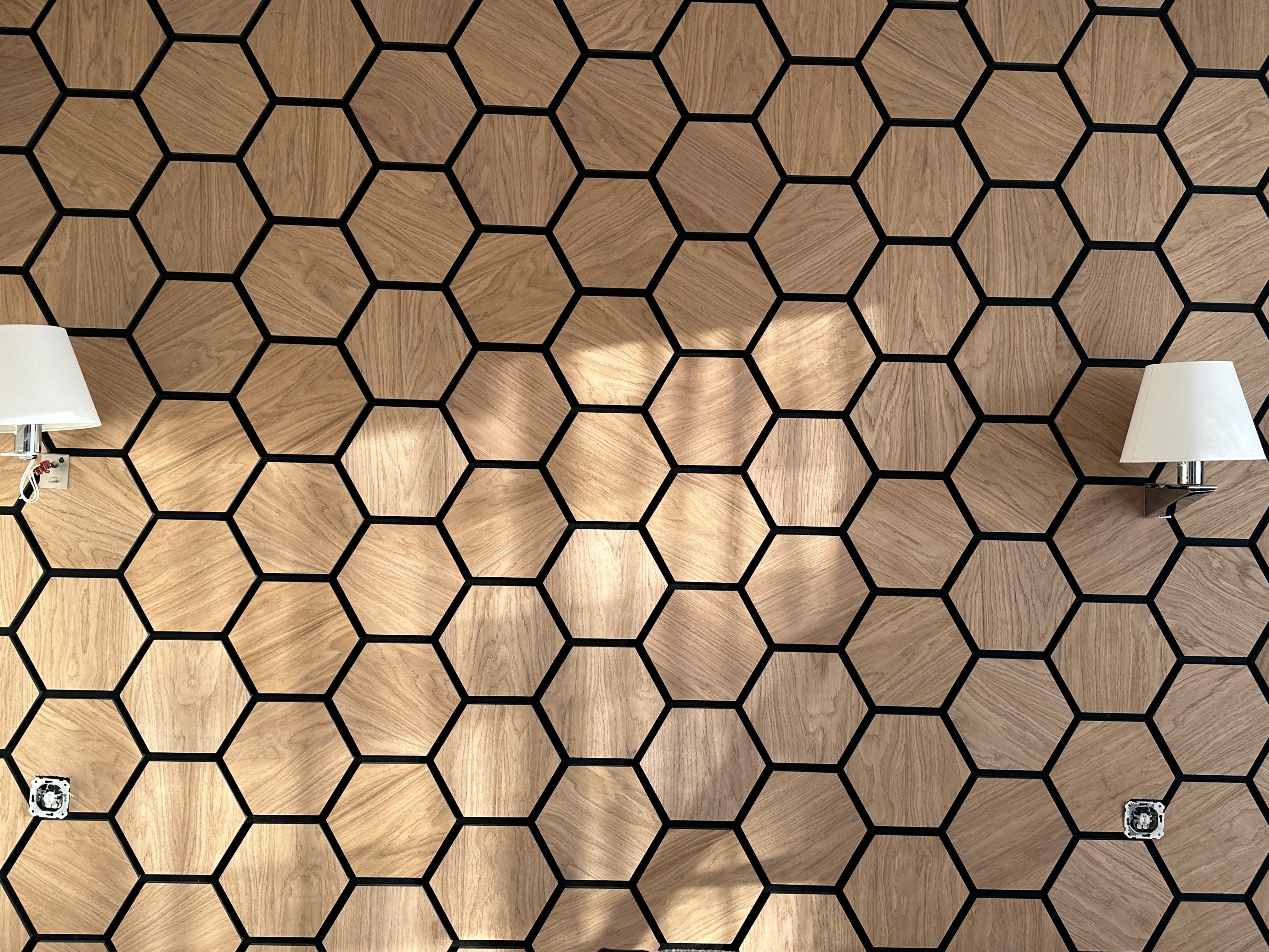NATURAL OAK HEXAGON ACOUSTIC PANELS