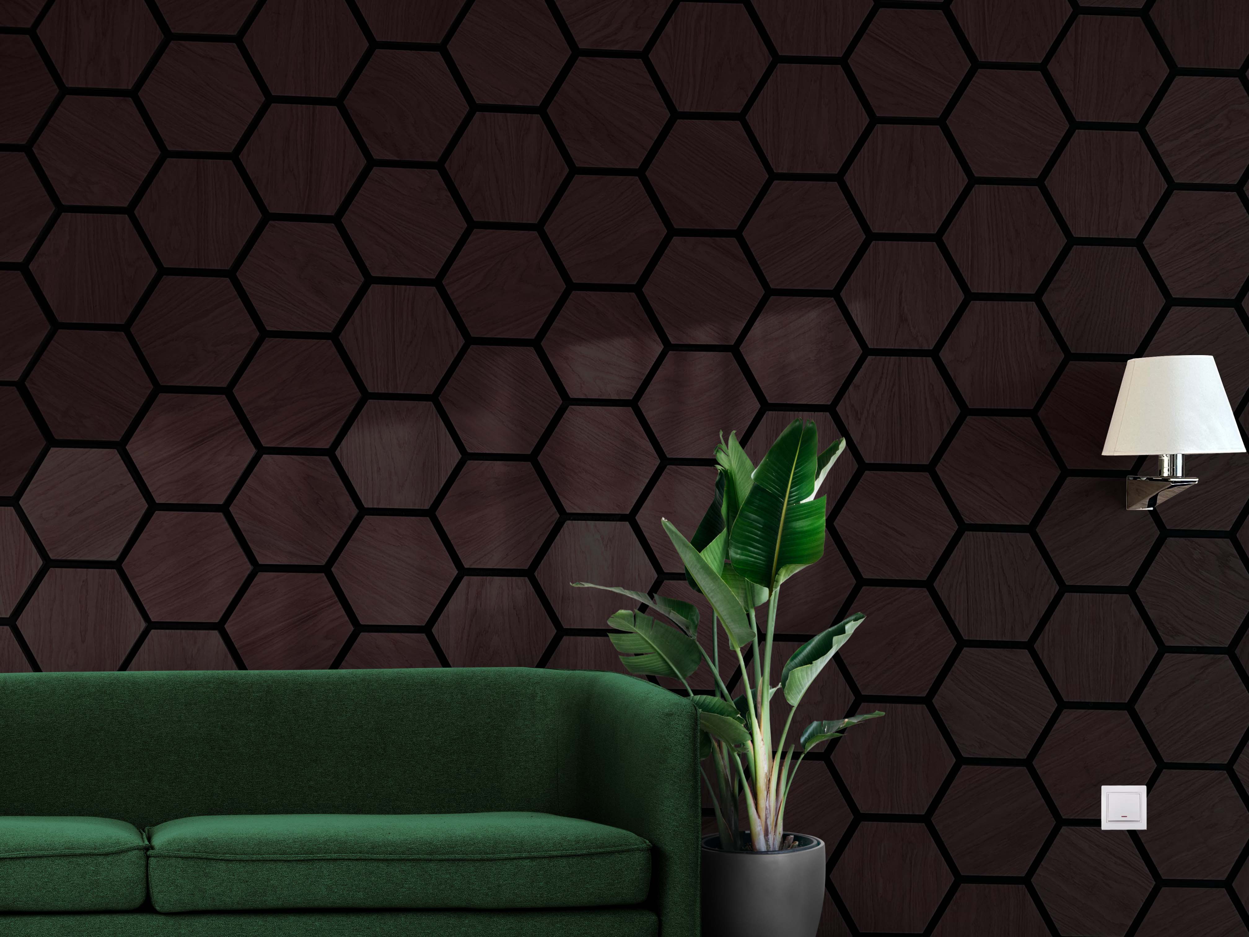 NATURAL OAK HEXAGON ACOUSTIC PANELS